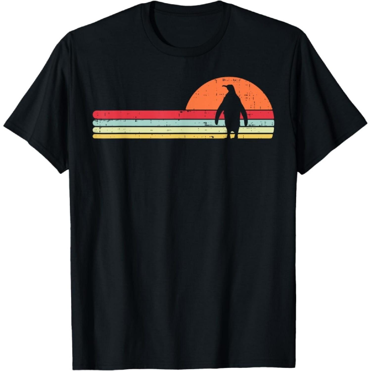 Penguin Silhouette Sunset Chest Vintage Art Men Women Kids T-Shirt S