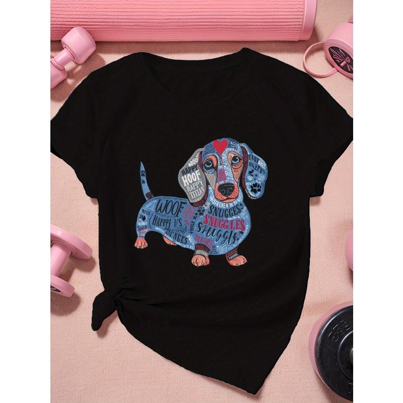 European Size Dachshund with words Women's Plus Size Sports Short Sleeve T-Shirt