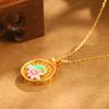 Chinese Lotus Enamel Pendant Necklace: Vintage Style, Hollow Design, Clavicle Chain, High-End.
