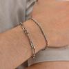 2pcs Men's Chain Bracelet,Silver Color Stainless Steel Bracelet,Stylish Jewelry Set Gift for Husband Dad BBF