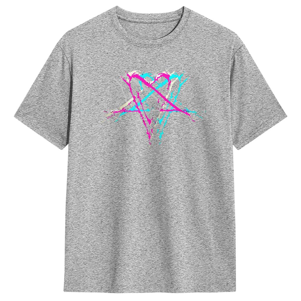 Unisexs Liebe Metallband HIM Heartagram T-Shirts 100% Baumwolle Kleidung Lässiges Kurzarm Rundhals-T-Shirt Grafik-T-Shirts
