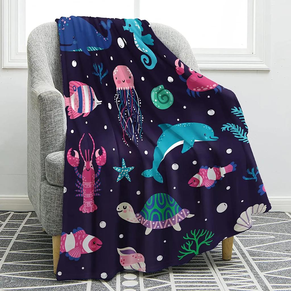 Seestern Strand Meer Flanell Überwurfdecke Meerestiere Decke King Queen Größe für Bett Sofa Couch Leicht Warm Super Weich