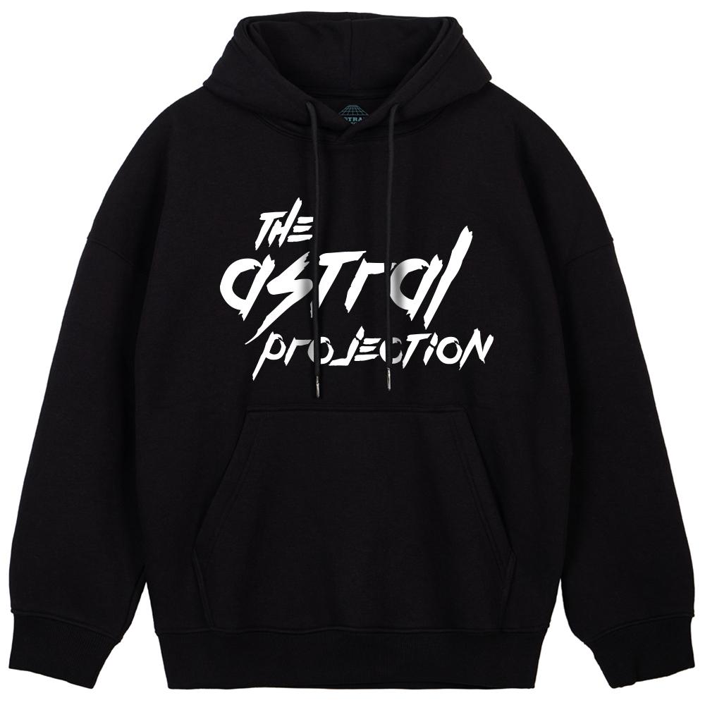 Astral Projection Punk Lettering Oversized Wide Shoulder Hoodie_Black L