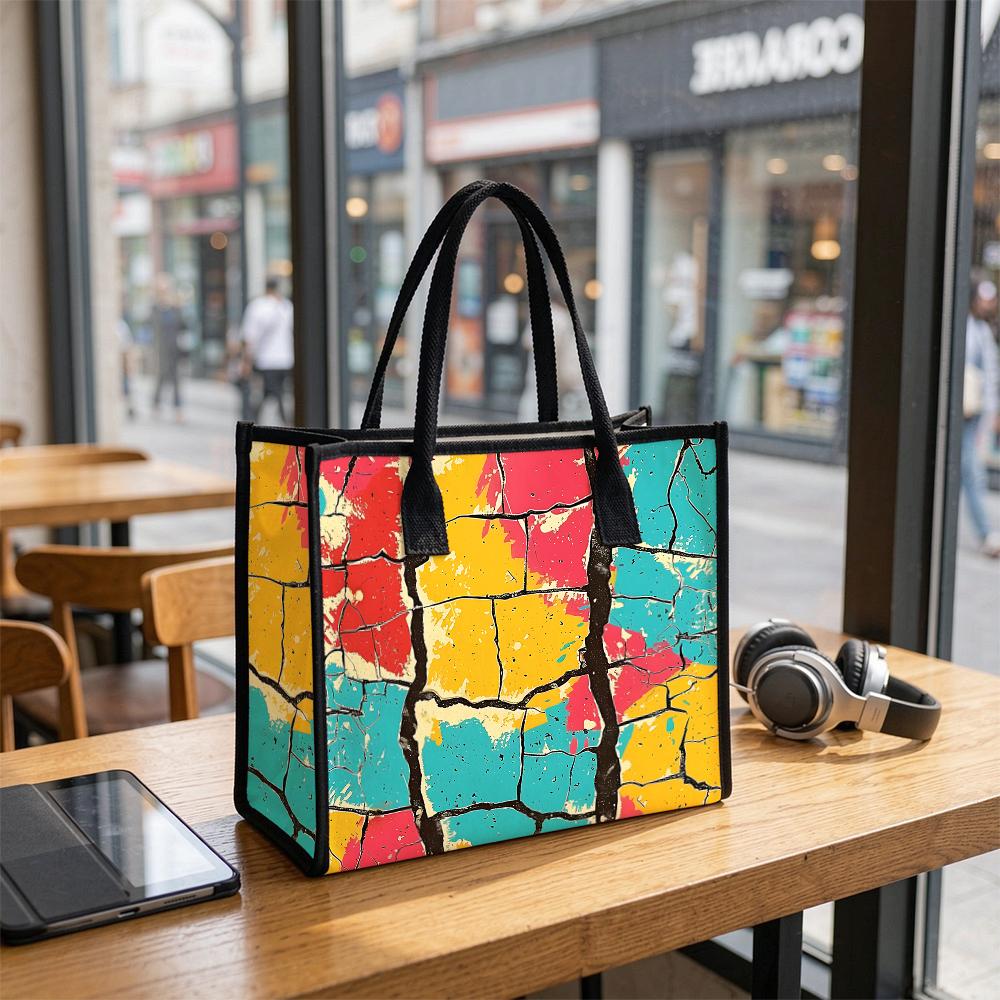 Colorful Crack Print Tote Bag Casual Large Capacity Shopping Shoulder Bag for Daily Use