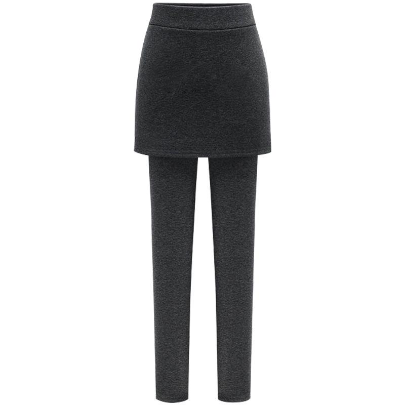 Women's Plus Size Fleece-Lined Hip-Wrap Culottes Leggings - Warm, Slimming, Small Leg Fit for Autumn/Winter