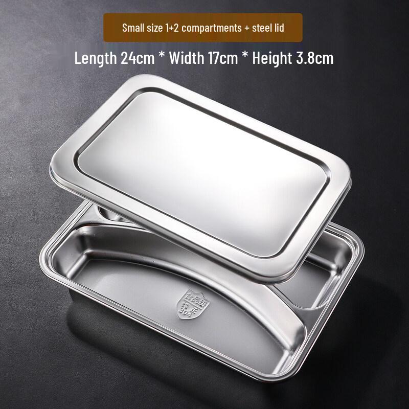 

Stainless Steel Divided Lunch Plate with Lid