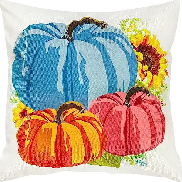 

Осенняя наволочка на подушку в честь Дня благодарения, серия «Тыква и кленовый лист», льняная осенняя наволочка 45 * 45Cm [without core]