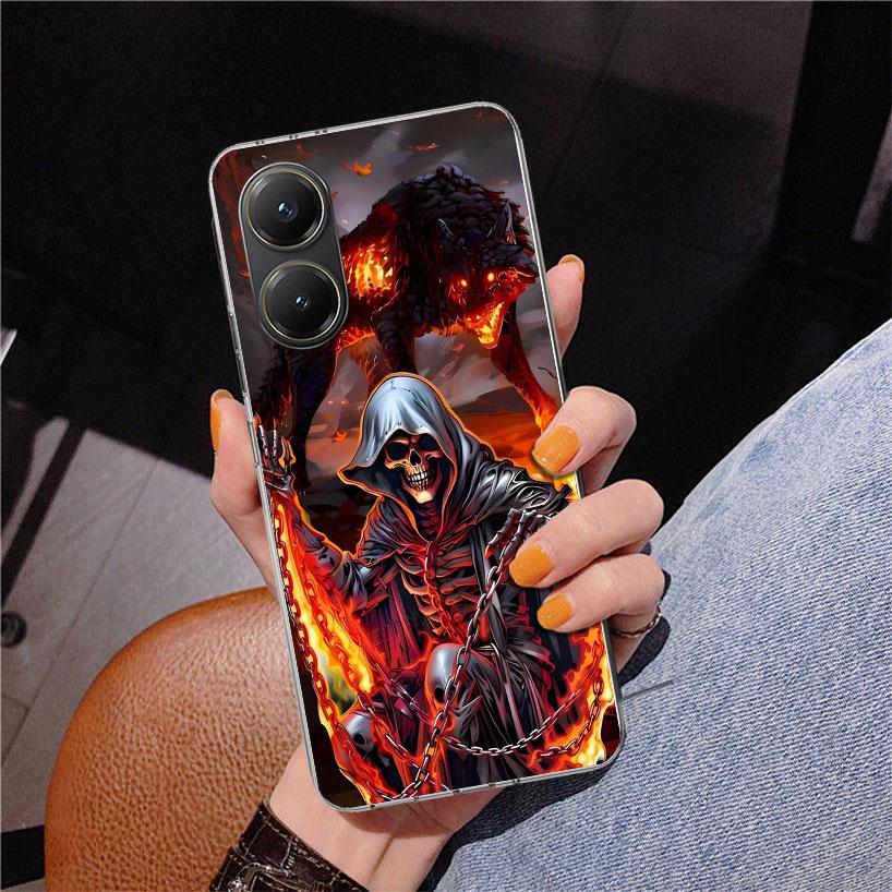 Death Grim Reaper Skull Scythe Phnoe Case for Xiaomi Poco X5 X6 X7 Pro X4 Gt F7 Ultra M8 M7 Redmi 15C 15 13C 13 12C 12 Unique Co