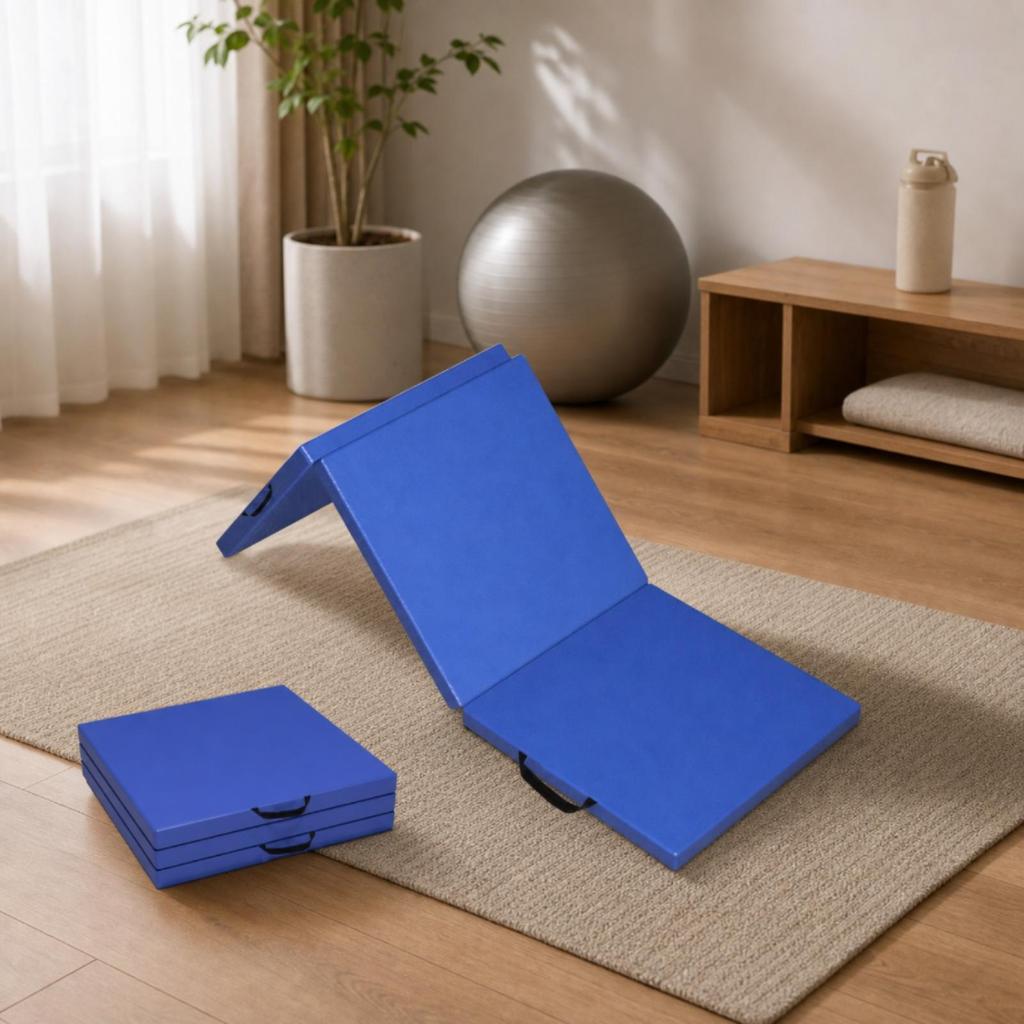 Three-Fold Exercise Mat Compact Folding with Handles High Resilience