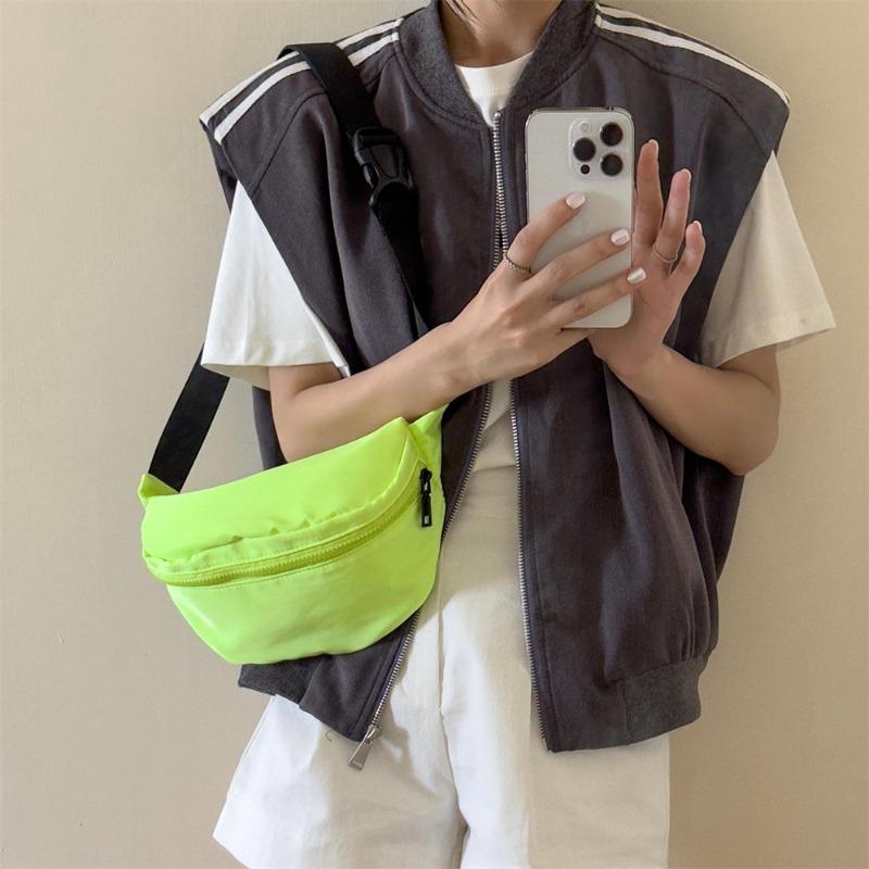 Crossbody Cycling Breast Bag Women's Trend Niche Versatile New Fanny Pack Women's Solid Color Casual Mobile Phone Small Satchel
