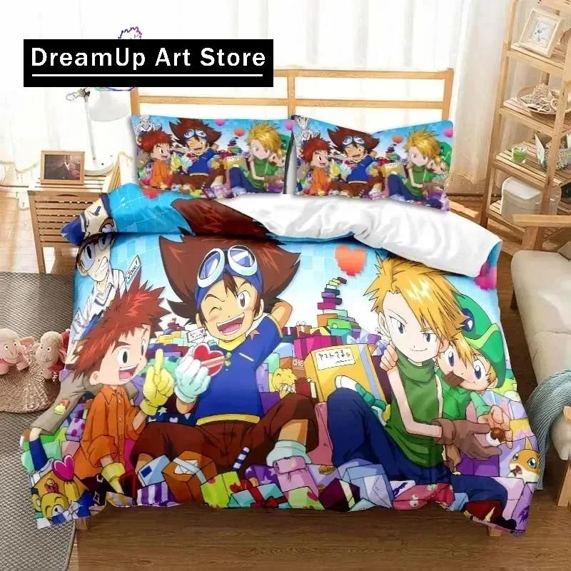 Set Biancheria da Letto Anime Digimon Adventure Singolo Gemello Matrimoniale Queen King Size Set Letto Adulto Bambino Camera da Letto Mostro Avventura Cartone Animato Biancheria da Letto