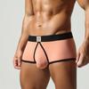 Men's Low Waist Solid Color Boxer Briefs Breathable Sexy Pouch Underwear Male Trunks Panties U-Convex Pouch Underwear