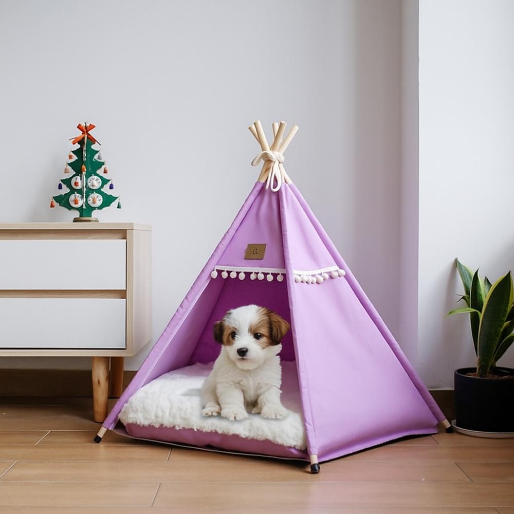 with Thick Cushion Dog Tent Bed Thick Cushion Pet Tent Kennel Cat Teepee Tent  For Cats/Dogs