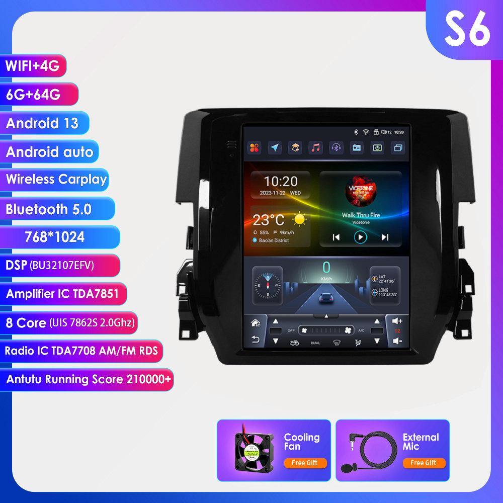 Ossuret Android Car Radio for Honda Civic 2015-2020 Multimedia Stereo 9.7inch Vertical Screen Carplay Android Auto Intelligent Screen GPS Stereo RDS