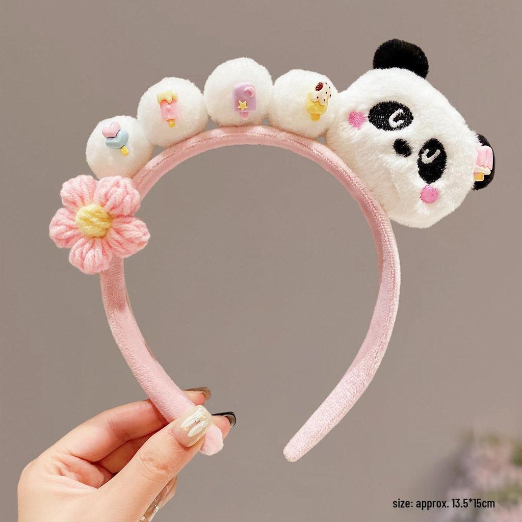 Cute Bamboo Leaf Panda Headband for Women and Children - Plush Zoo Panda Design
