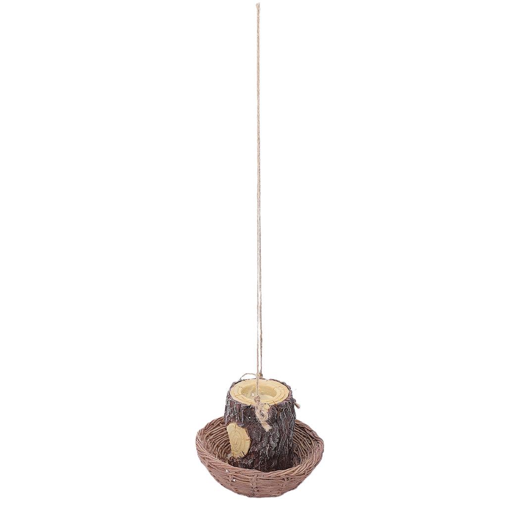 Hanging Tree Stump Bird Feeder, Sturdy Resin Bird Watching Feeding Station with sy to Open Water Inlet and Holes