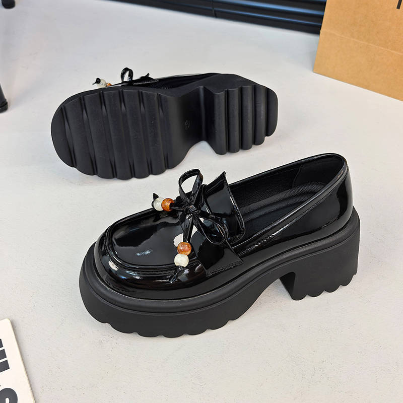 Thick-soled women's new autumn skirt heightening British style versatile small leather shoes single shoes women