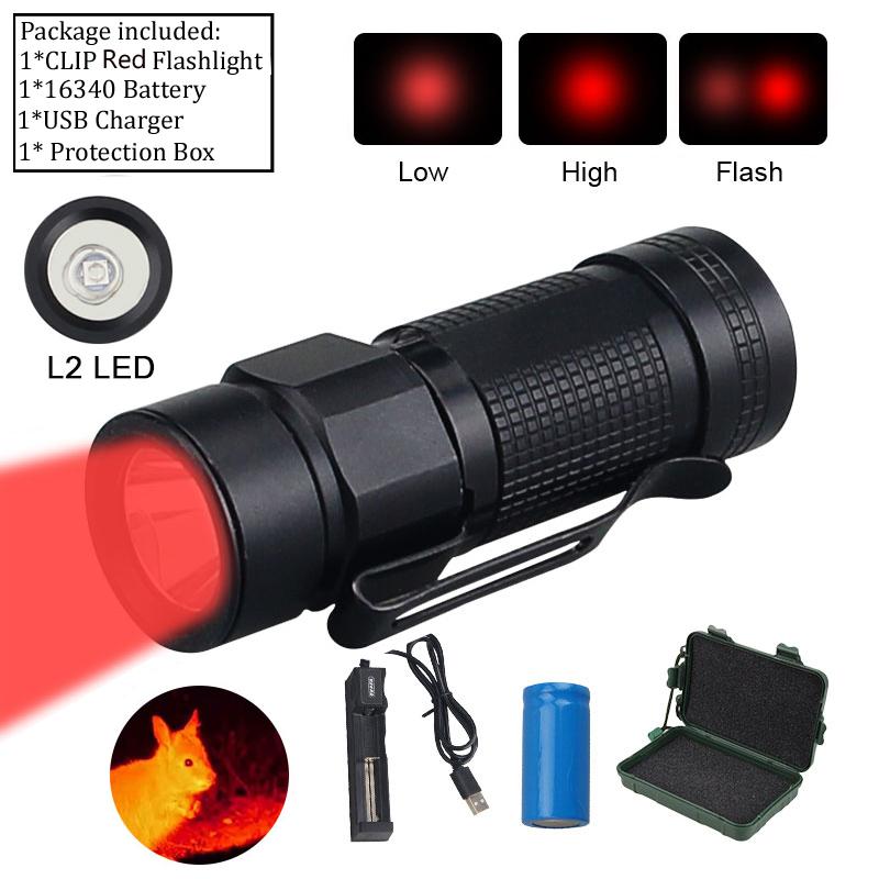 Mini LED UV 395nm CLIP EDC Flashlight Outdoor Portable Hiking Tiny 3 Modes Torch Waterproof Lamp+16340+Charger