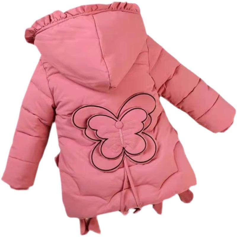 Girls' Winter Cotton-padded Jacket, Western-style Jacket, Children's Down Cotton-padded Jacket, Girls' Mid-length Baby Cotton-padded Jacket