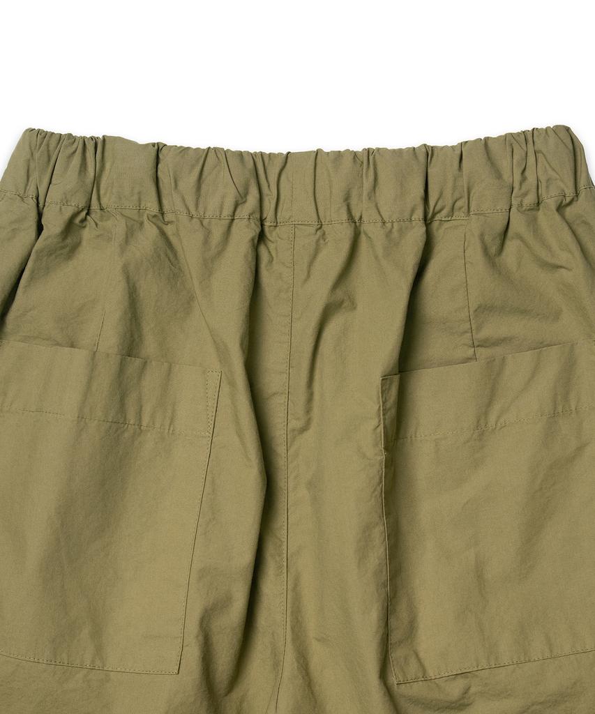 Cotton Bell Volume Pleated Shorts - Khaki