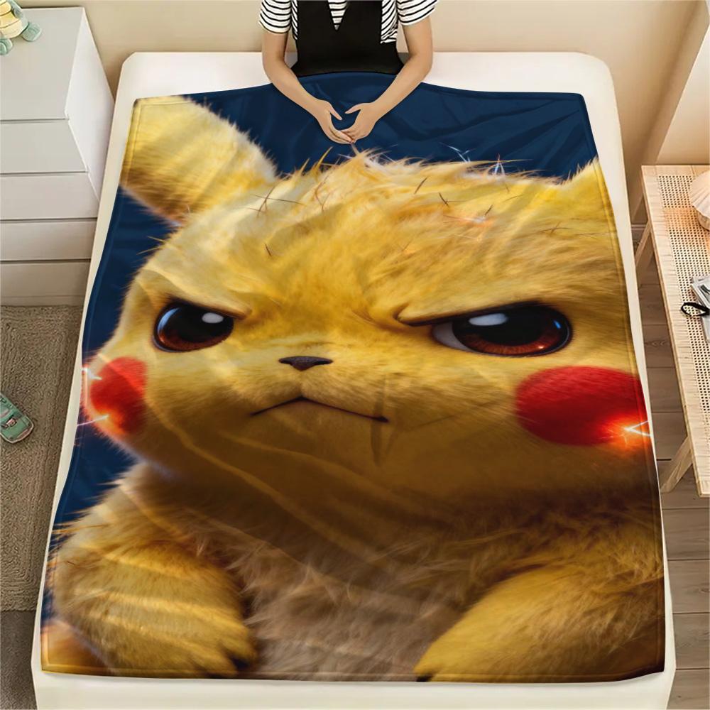 Pikachu Printed Flannel Blanket Comfortable for Home Bed Sofa Picnic Travel.-TING