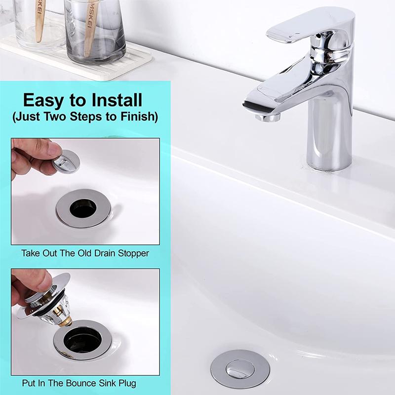 Anti-Clogging Drain Strainer Vessel Sink Pop Up Drain Stopper for Bounce Sink Plug
