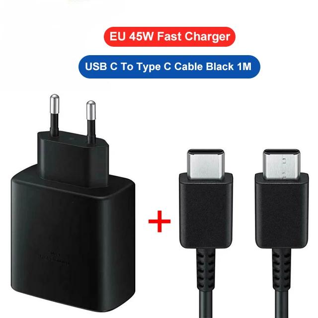 PD 45W USB C Charger For Samsung Galaxy S24 S23 S22 S21 S20 Ultra S10 Plus FE Super Fast Charging Type C Charge Cable Accessories