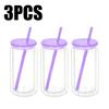 1/1/1PC 16OZ Double Wall Snowglobe Tumbler with Pre-Drilled Hole  Reusable Drinks Cups With Straw Break-Resistant Mason Jar Cups