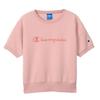 Champion Short Sleeve Stretch Terry Crew Neck Sweatshirt with Script Logo and Light Pink Women's Techweave® Fabric, (CW-ZS001)