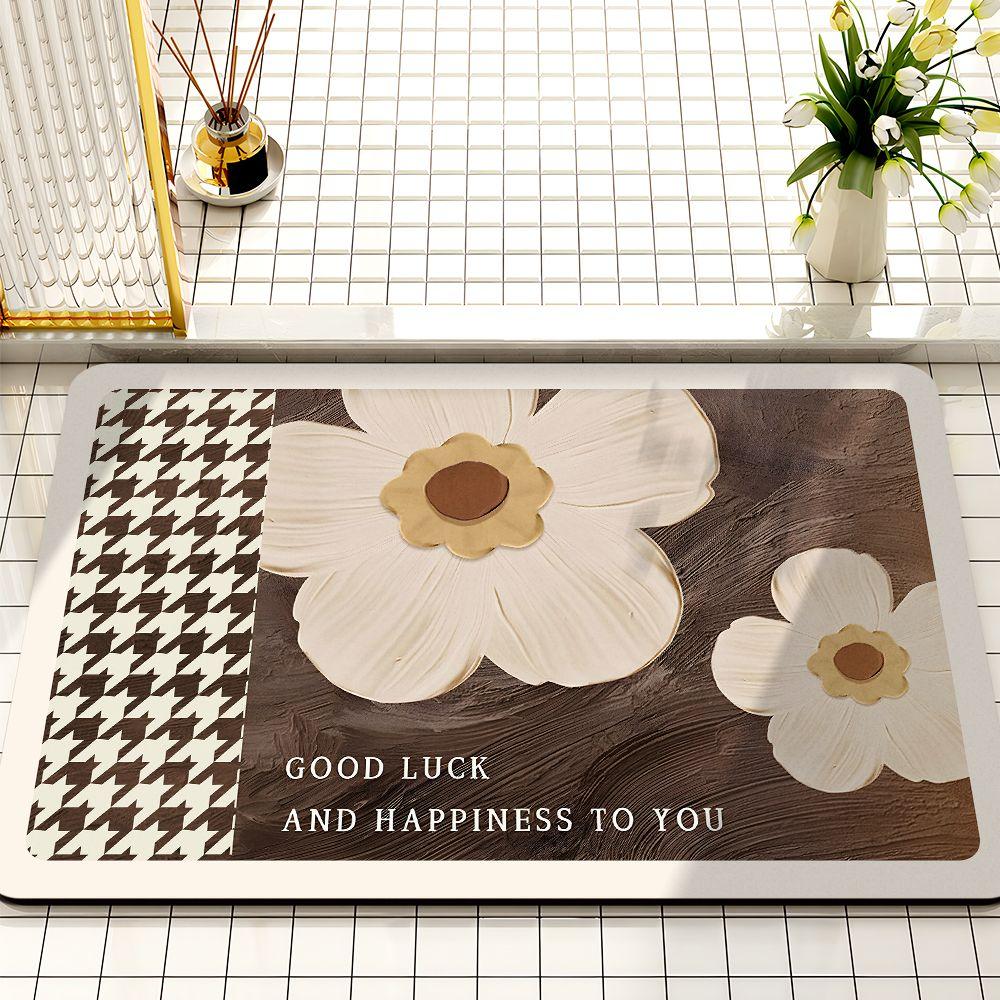 Kieselgur Badezimmer saugfähige Bodenmatte, Haushalt saugfähige schnell trocknende Badematte, rutschfeste Matte für Badezimmertür 40X60cm 15.7X23.6in