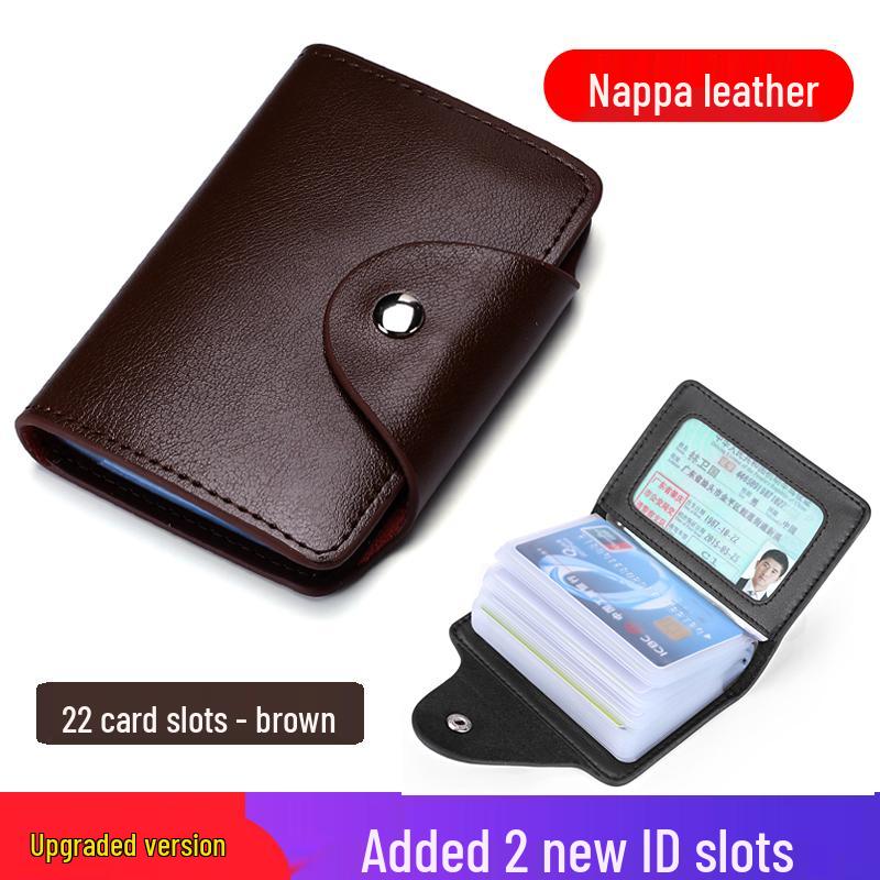 Dames Stijlvolle Kaarthouder van Rundleer met Meerdere Vakken voor Zakelijke Kaarten, Creditcards en Rijbewijs