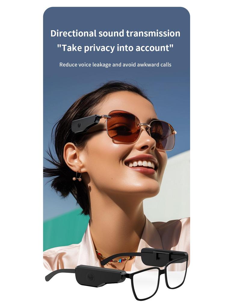 Bluetooth Clip-On Glasses Headset with Long Battery Life & Touch Controls for Versatile Use