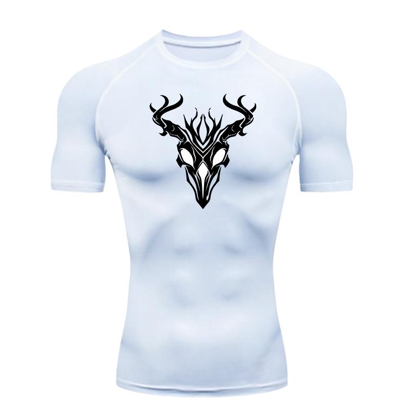 Deer Head Design Men Sports T-shirt Training Fitness Compression Men's T-shirt Men's Sports T-shirt for Fitness Gym Wear