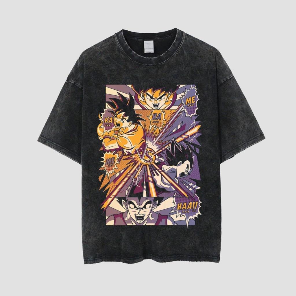 Oversized Anime T-shirt Man Women Vintage Washed Short Sleeve Tee Streetwear Loose Casual Top Summer Y2k