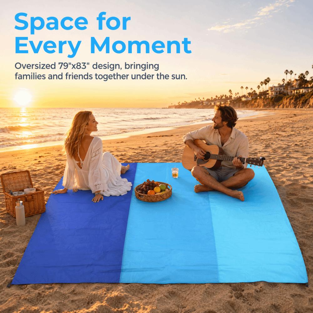 Blue Beach Blanket Sandproof Waterproof Camping Blanket Lightweight Outdoor Mat  Outdoor Gatherings