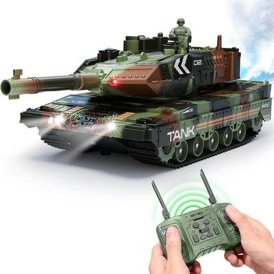 13 Channel 2.4G RC Tracked Simulation Army Tank Water Bomb Spray with 330° Rotating Turret One-Key Auto Demo Sound & Light & Smoke Military Vehicle
