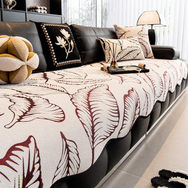 2026 Retro Chenille Non-Slip Leather Sofa Cushion All-Season High-End 9090cm for FootrestSingle-Seater 1490₽