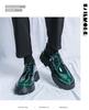Men's Large Glossy Leather Lace-Up Loafers with Thick Sole and Chunky Heel
