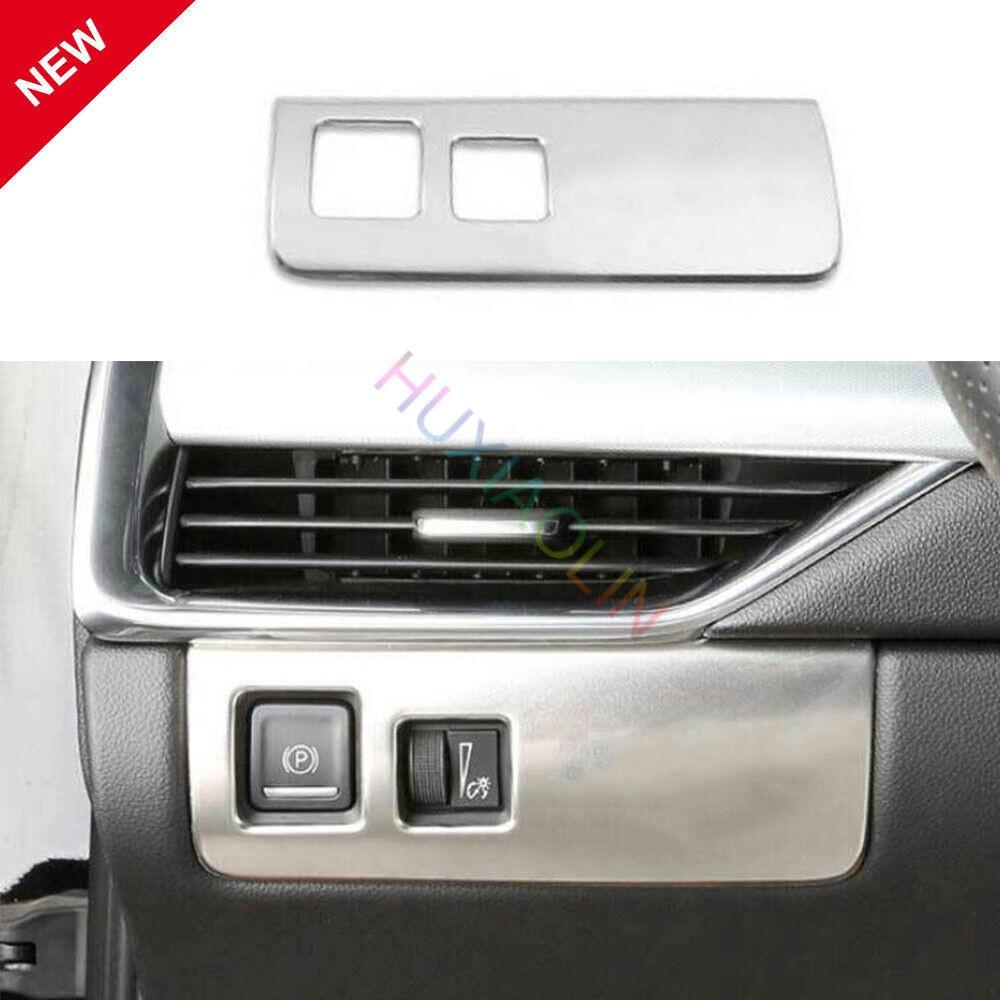 For Cadillac XT4 2019-2022 Silver Steel Headlight Button Frame Cover Trim 1PCS