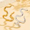 European & American INS Style Geometric Curve Stainless Steel C-Shaped Open Bangle Women's Jewelry.