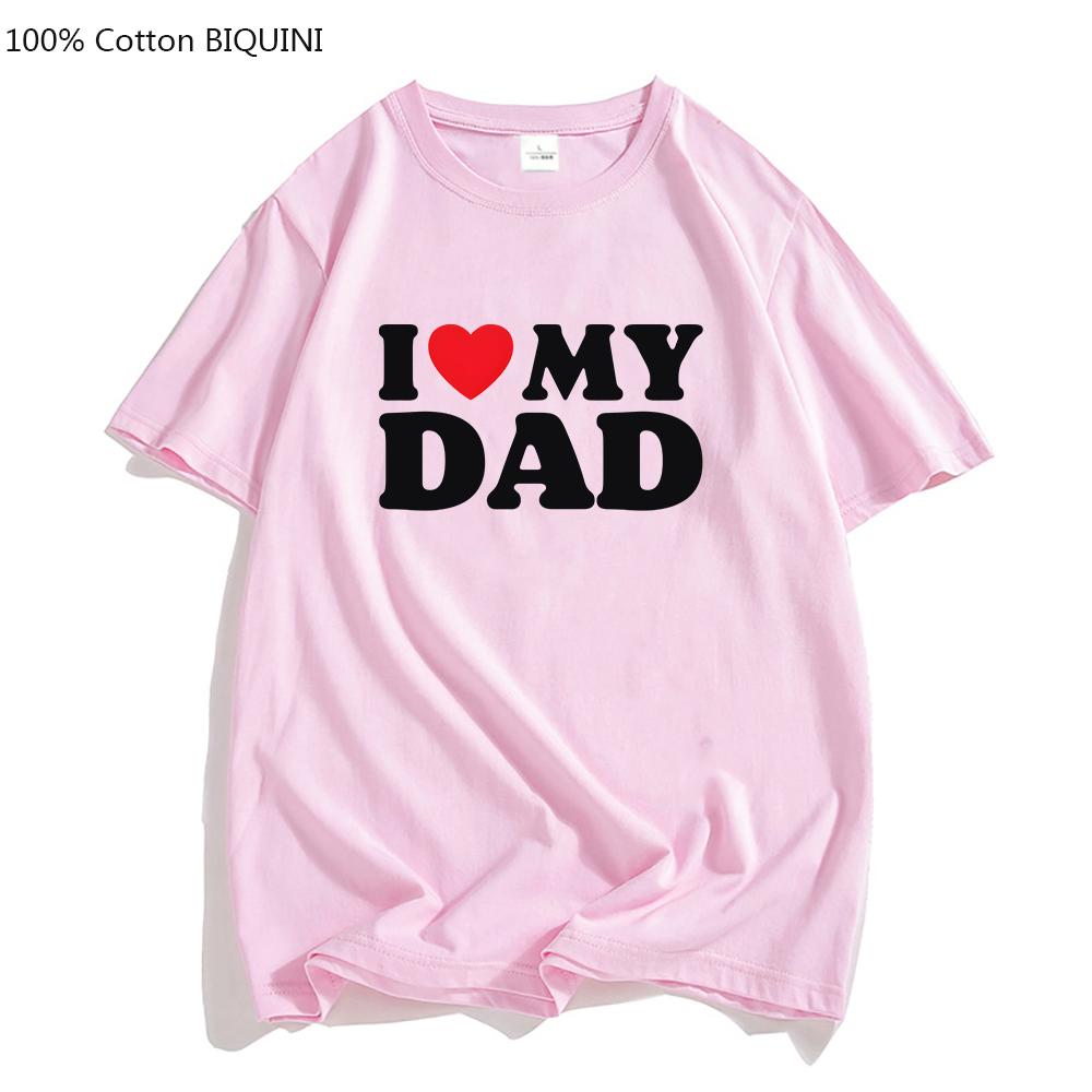 Jeg elsker pappaen min Rødt hjerte Symbol Bokstaver Familie Estetiske T-skjorter 100% Bomull Høy Kvalitet T-skjorter Kjekke Tees Genser