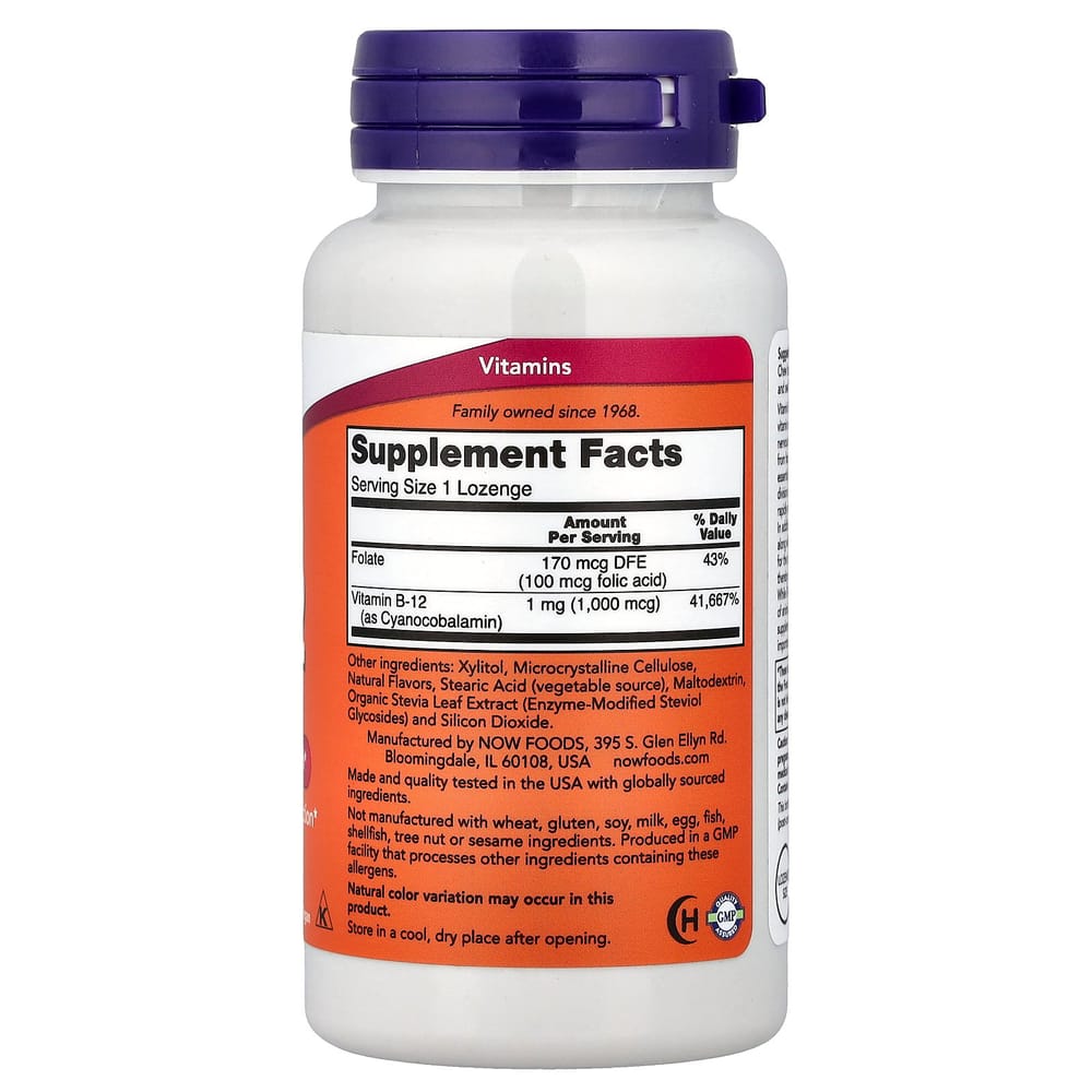 Now Foods B-12 1000mcg Lozenge Tablets, 250 Count