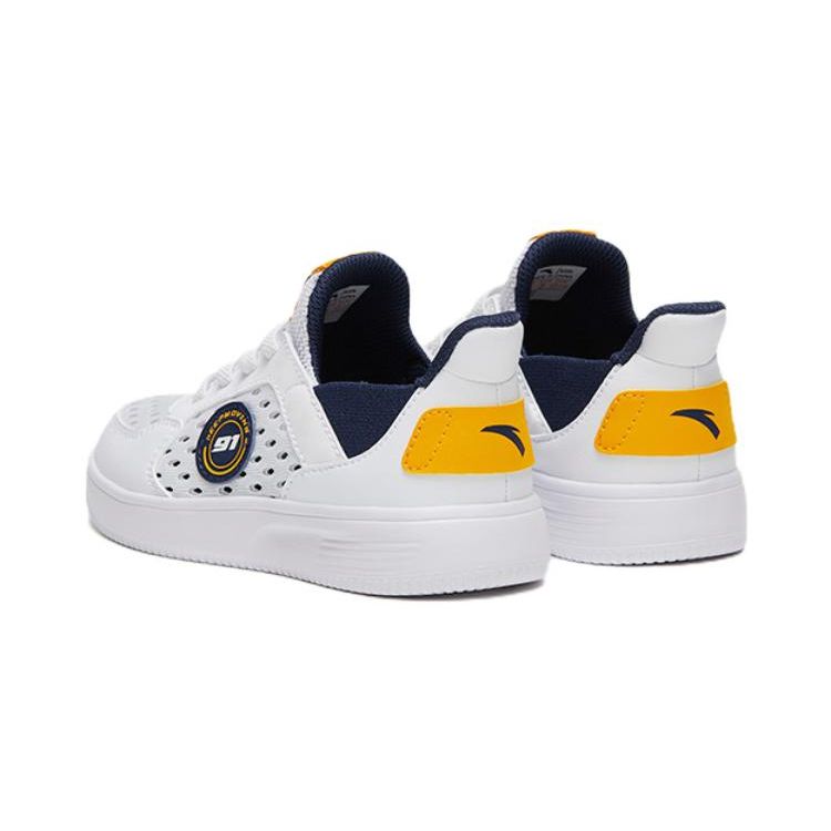 Anta Antiskid Wear-Resistant Lightweight Low-Top Skate Shoes Kids Sneaker White Yellow A312329988-1