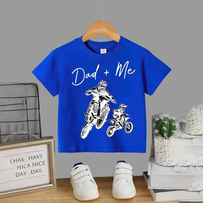 Kids outdoor motorcycle pattern summer short sleeved baby and toddler cotton T-shirt Boys girls comfortable casual top Cotton T-