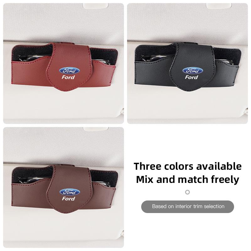 Car Interior h77 Accessories Sun Visor Sunglasses Storage Box For Ford ST Line Focus Mustang Fiesta Puma Ranger Kuga MK7 MAX F150