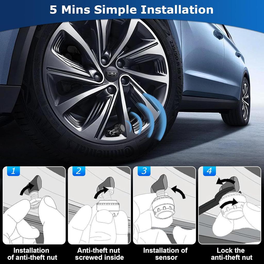RV Tire Pressure Monitoring System -TPMS Tire Pressure Monitor With 6 Sensors,M12-3 TPMS Solar Charge & USB Color LCD Display, 0-9.9BAR/144PSI Range,