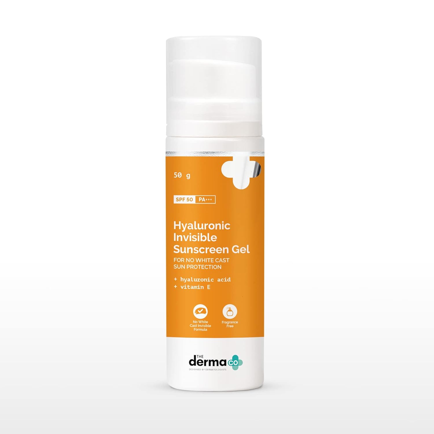 The Derma Co Hyaluronic Invisible Sunscreen Gel SPF 50 PA+++ Hydrating Lightweight Gel For All Skin Types 50g