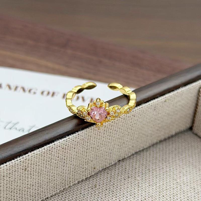 Retro Exquisiter Vierblättriger Klee Voller Diamanten, Liebe Zirkon Funkelnder Diamantring, Damen Leichter Luxus Persönlichkeit Stapelbarer Zeigefingerring