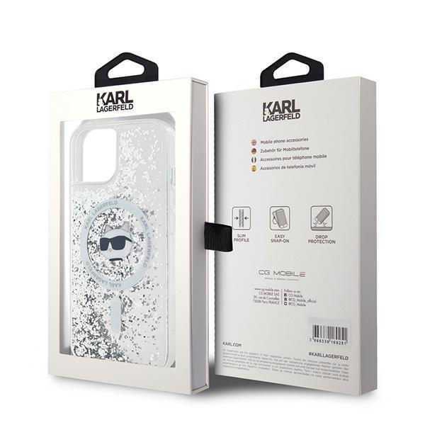 Karl Lagerfeld Klhmp15Mlgchsgh Iphone 15 Plus / 14 Plus 6.7 Hardcase Transparent Liquid Glitter Choupette Head Magsafe