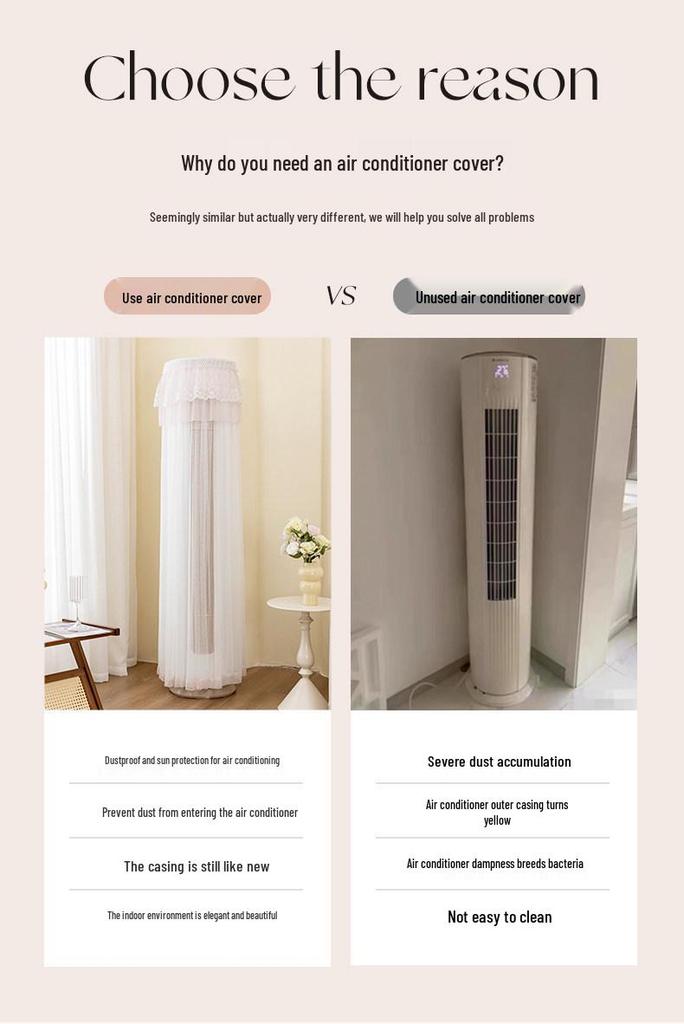 Cylindrical Vertical Air Conditioner Windshield – Anti-Direct Blow, No-Removal, Dust Cover Sleeve.